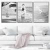 Black White Poster Ocean Sea Wave Nature Landscape Aesthetic Canvas Painting Posters and Prints For Living Room Decoration