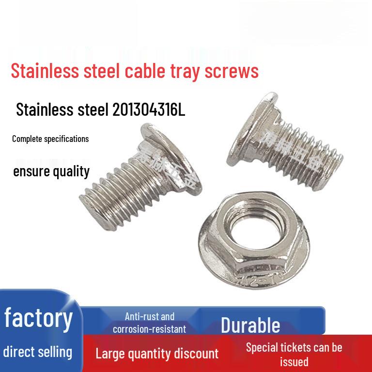 304 Stainless Steel Cable Tray Screw and 201 Flange Nut with Flat Head Square Neck