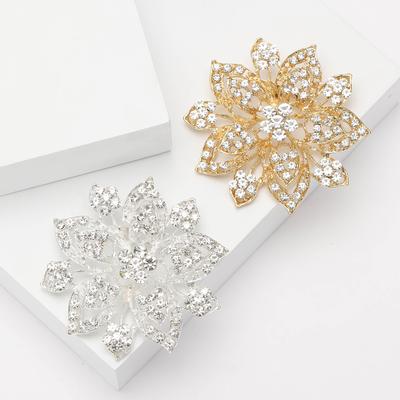 Fashion Personality Alloy Rhinestone Flower Brooch High-End Versatile Women'S Suit Shawl Brooch Ornament Pin