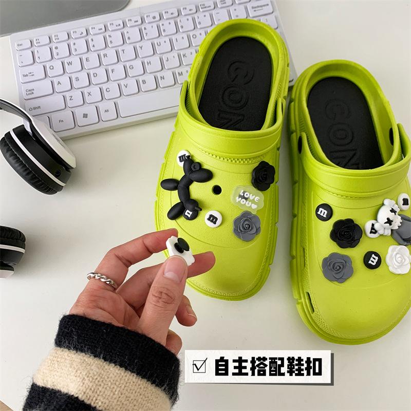 

New thick-soled hole shoes for women s ins tide wear summer non-slip and versatile height-increasing muffin bag head beach cool slippers 36-37