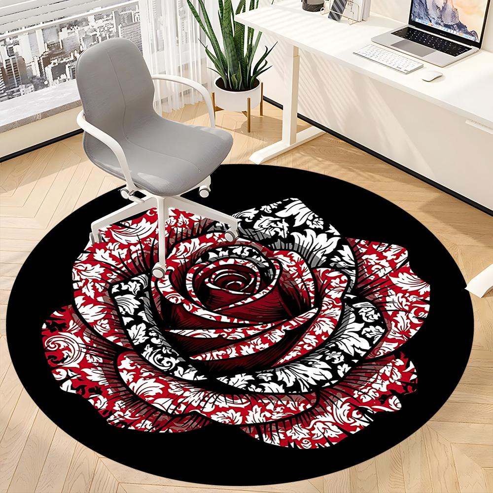 1pc Rose Pattern Chair Carpet for Office, Non-slip, Soft and Durable Office Rug for Decoration, Perfect for Office Yy260105048