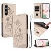 Étui Portefeuille en Cuir à Fleurs en Relief 3D avec Support Livre Pour iPhone 17 16 15 Pro Max Samsung S25 Xiaomi Redmi Note 14 Honor Oppo Fentes pour Cartes Rabat