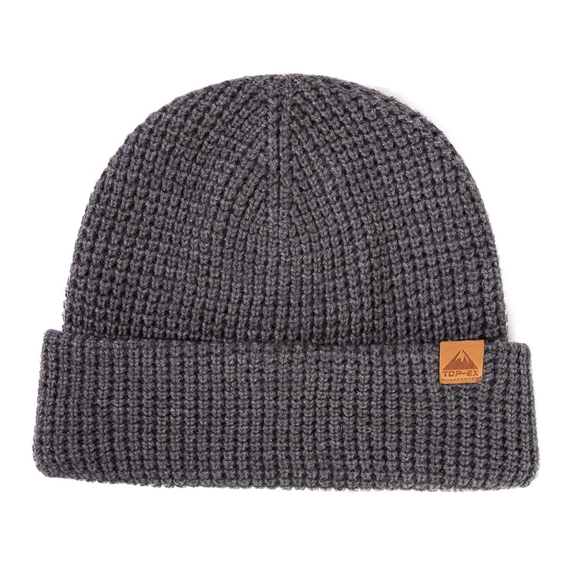 

[TOP-EX] oversize XL/XXL winter short fisherman beanie merino wool blend knit skull cap for big head warm hat men s ladies Compatible with cold