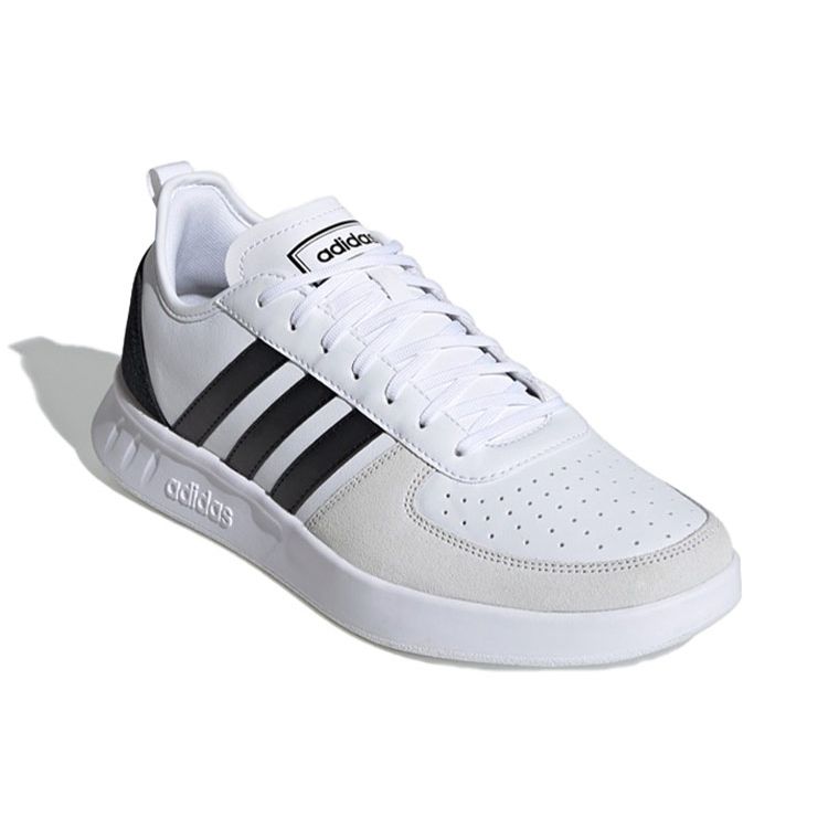 Adidas Court 80s Leather Suede Slip Resistant Durable Low Top Tennis Shoes Men Sneakers Black White Gray FW2871