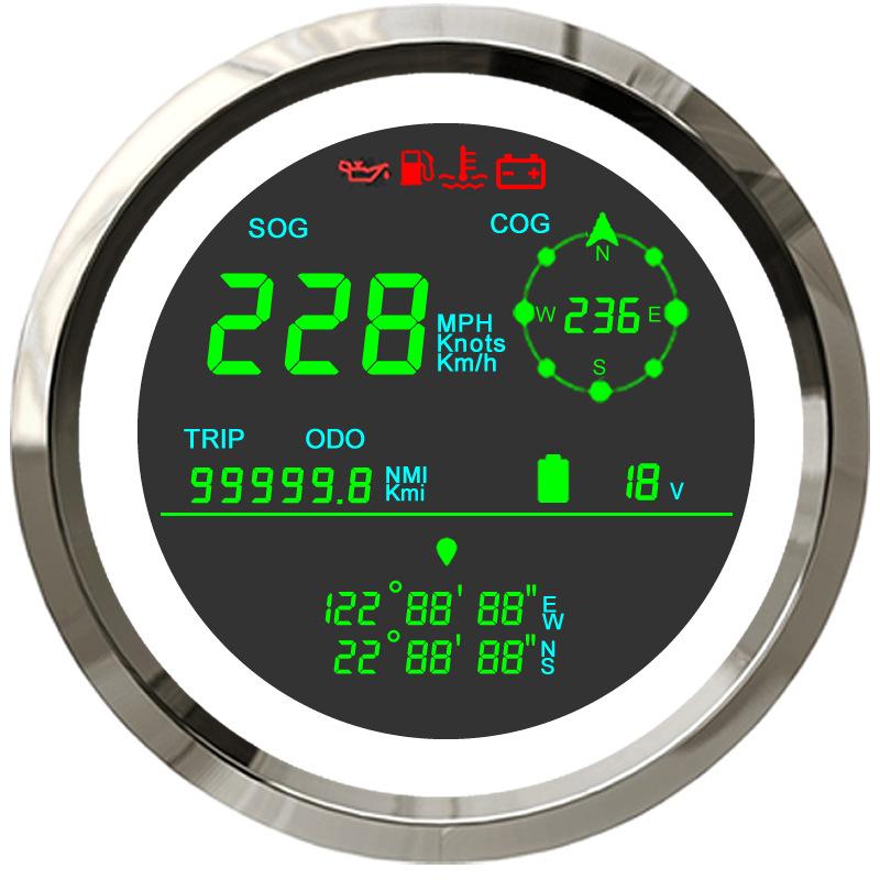 Velocímetro GPS Digital de 85mm, 0-299 km/h, nudos MPH, odómetro de viaje, medidor de nivel de combustible COG, voltímetro para barco, camión, motocicleta