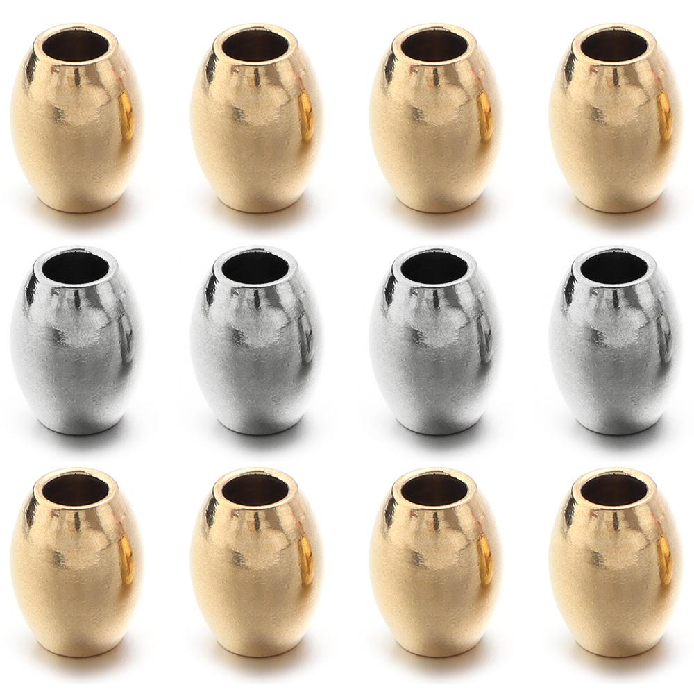 20-50pcs Metal Seed Beads Oval Cylinder Stainless Steel Big Hole Spacer Loose Beads For Jewelry Making DIY Necklace Bracelet
