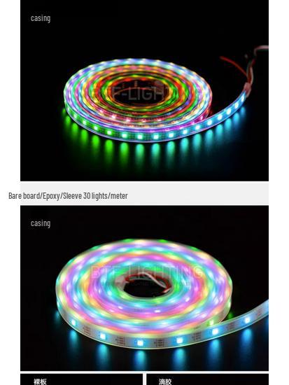 WS2812B Programmable Dreamcolor LED Strip: 5050 RGB SMD, Waterproof, Built-in IC, 5V