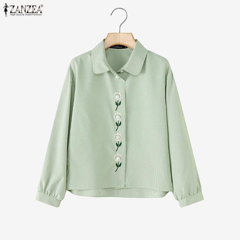 ZANZEA Women Turn Down Collar Long Sleeve Casual Floral Blouse