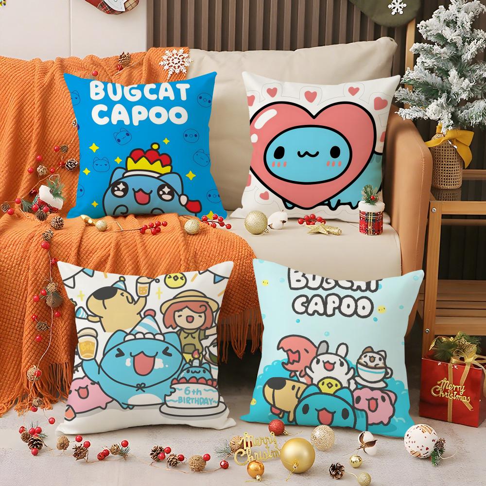 Cute Cartoon B-Bugcat Capoo Pillow Case Printing Pillowcase Living Room Sofa Cushion Cover Bedroom Room Decor