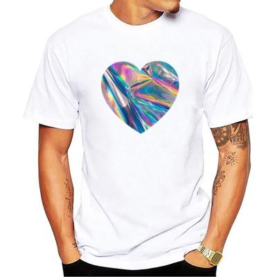 Holo Heart Short Sleeve Tops Printed Unisex T-shirts