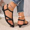 Fashion Low Heel Sandals Summer New Crossover Slim Strap One Buckle Soft Sole Anti-slip Wear-resistant Wedge Shoes