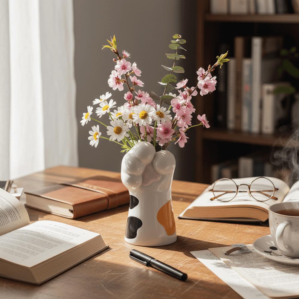 Cartoon Cat Claw Vase Mini Flower Vase Elegant Decorative Vase  Indoor Decorative