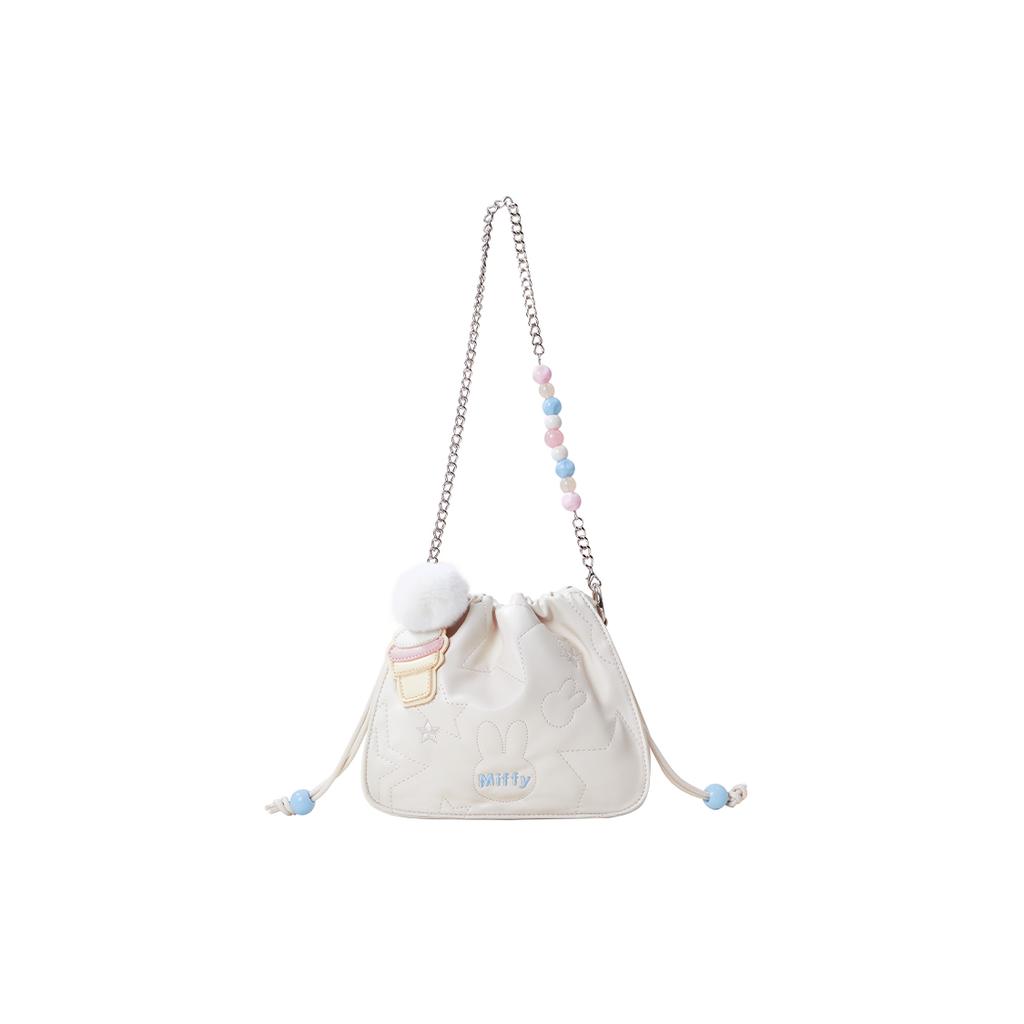 New Miffy Synthetic Leather Shoulder Bag, Bucket Bag, Chain Bag, Crossbody Bag Regular Women's White/Pink MF2444-01