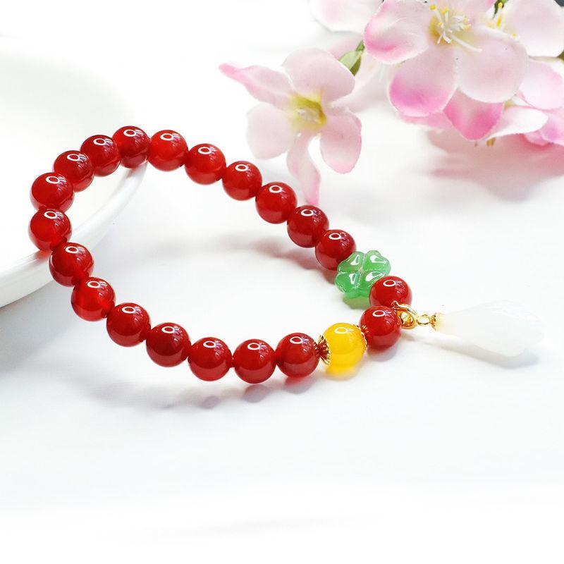 Magnolia Chalcedony & Natural Red Agate Bracelet MN2051612