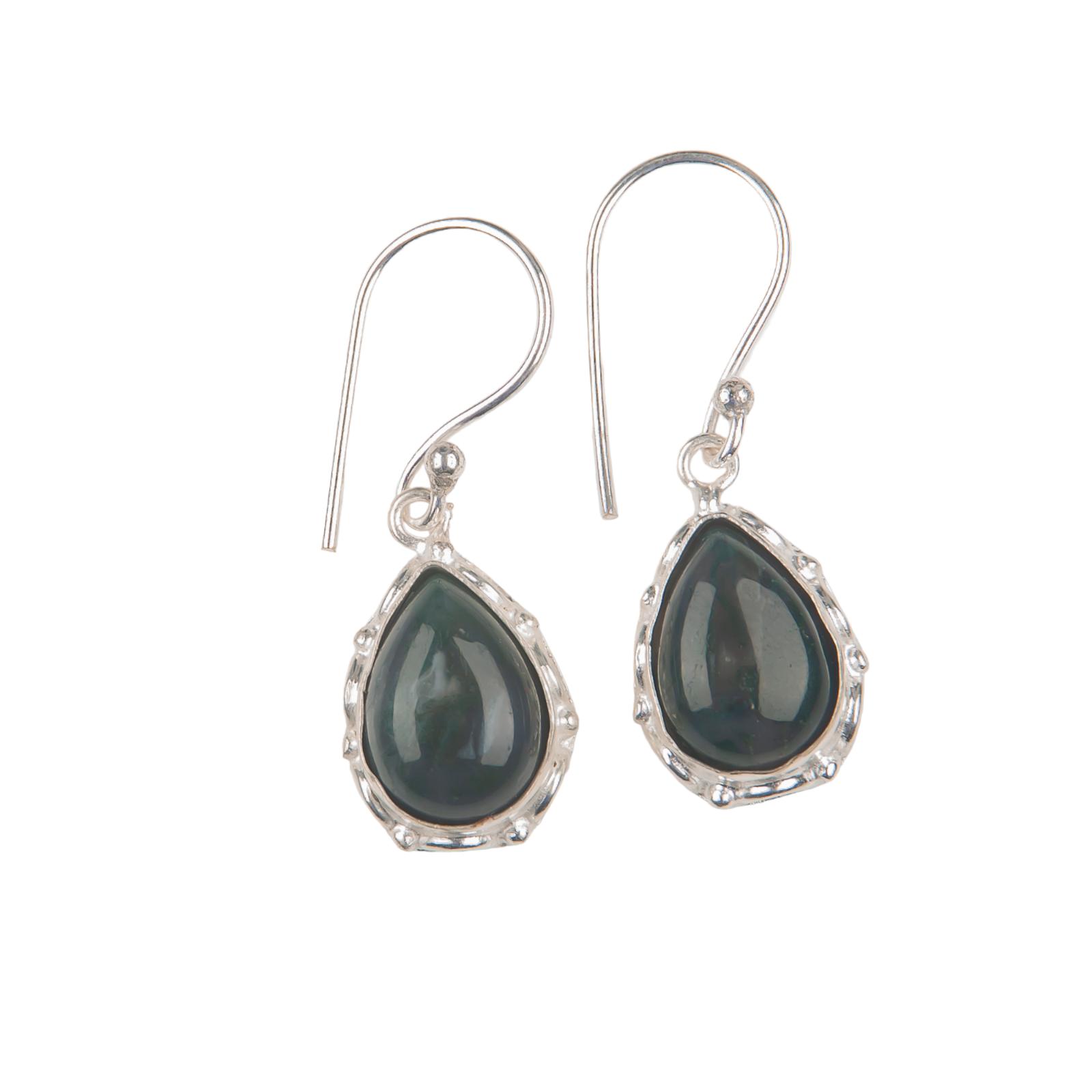 

Natural Moss Agate Gemstone 925 Sterling Silver Jewelry Handmade Earrings 1.30 EE-3-27