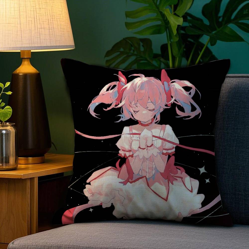 Anime M-Madoka M-Magica Pillow Case Plush Fabric Soft Double Sided Print Sofa Cushion Cover Throw Pillow Covers