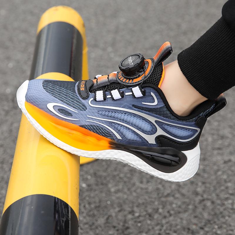 Spring/Autumn 2025 Boys' Breathable Non-Slip Spin Buckle Running Shoes