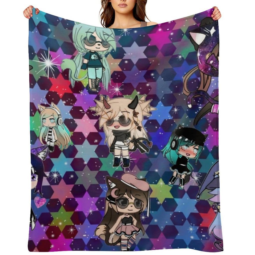 Gacha Life Girl paquete de estrellas Manta de tiro Decorativa para sofá pesada para dormir Camas de invierno Mantas Sofás De decoración Mantas