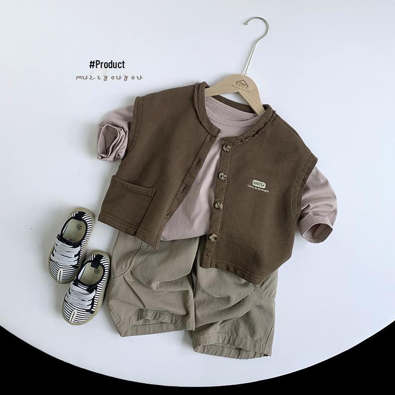 Mångsidig t-shirt för barn, Våren 2025: Avslappnad koreansk Mori-stil för pojkar och flickor