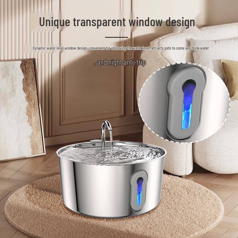 Stainless Steel Pet Water Dispenser with Automatic Circulation, 4L Capacity - Cat & Dog Drinking Fountain