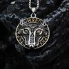 Golden Wolf Head Odin Rune Pendant for Men's Street Personality Stainless Steel Pendant Necklace Jewelry