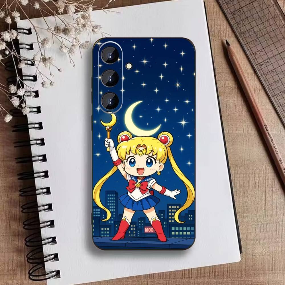 Cartoon F-Sailor M-Moons Phone Case For Samsung Galaxy A73,A21s,A22,A31,A52,A53,A71,A41Soft Black Shell
