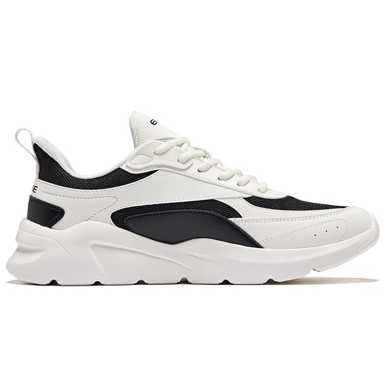 Hongxing Erke Trendy Comfortable Shock Absorbing Wear Resistant Low Top Casual Shoes Men Sneaker Black White V1125102443-004