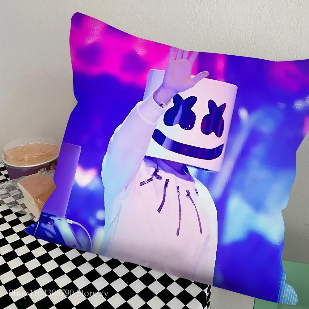 Dj M-Marshmello Pillow Case Square Pillow Bedroom Sofa Leisure Comfort Cushion Car Living Room Home Decoration