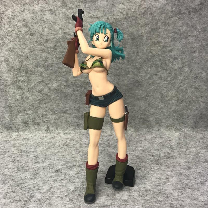 Dragon Ball Girl Figure Pvc Material, Cartoon Anime Style, Bulma Military Uniform, Bikini