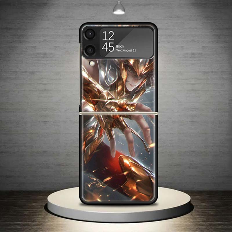 Saint Seiya Cool Phone Case For Samsung Galaxy Z Flip 7 6 5 4 3 5G Shockproof Cover Z Flip7 Flip6 ZFlip5 Flip3 Flip4 Luxury Shel