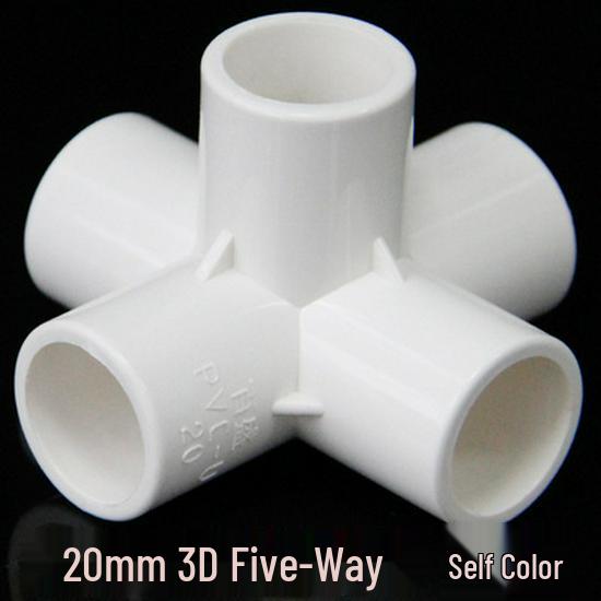 PVC Multi-Way Fittings: 3D Tee, 4-Way, 5-Way, 6-Way, 90° Elbow for Water Pipes (Sizes: 20, 25, 32, 40, 50).