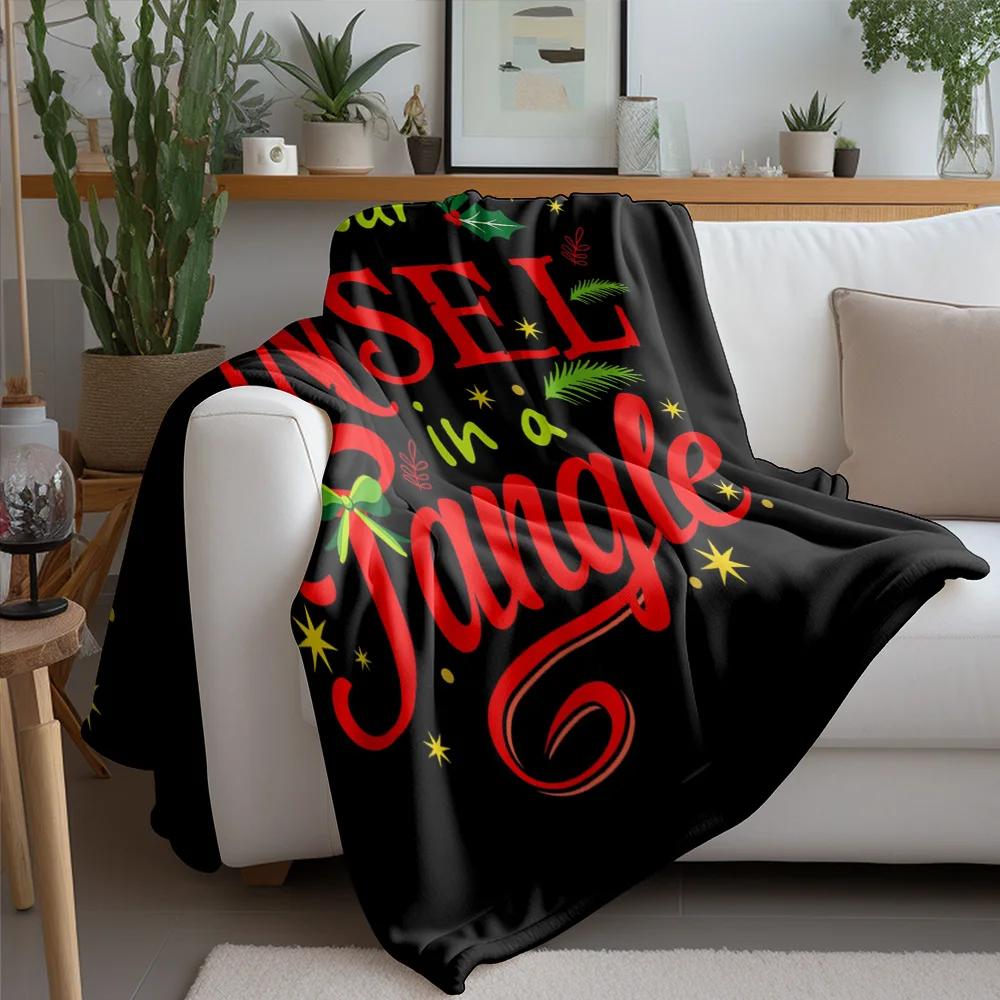 Funny Christmas Saying Fleece Blanket, Don t Get Your Tinsel in a Tangle Quote, Humorous Holiday Throw for Sofa Decor 75cmx90cm