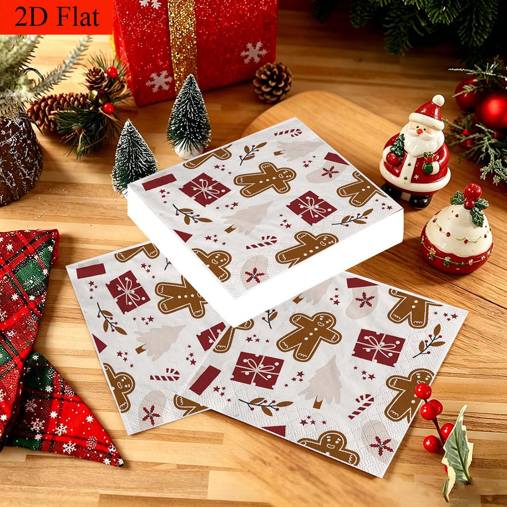 20pcs Disposable Napkins with Christmas Collection Pattern Print for Wedding,Parties,and Daily Use for Thanksgiving Fall Christmas Table Decoration
