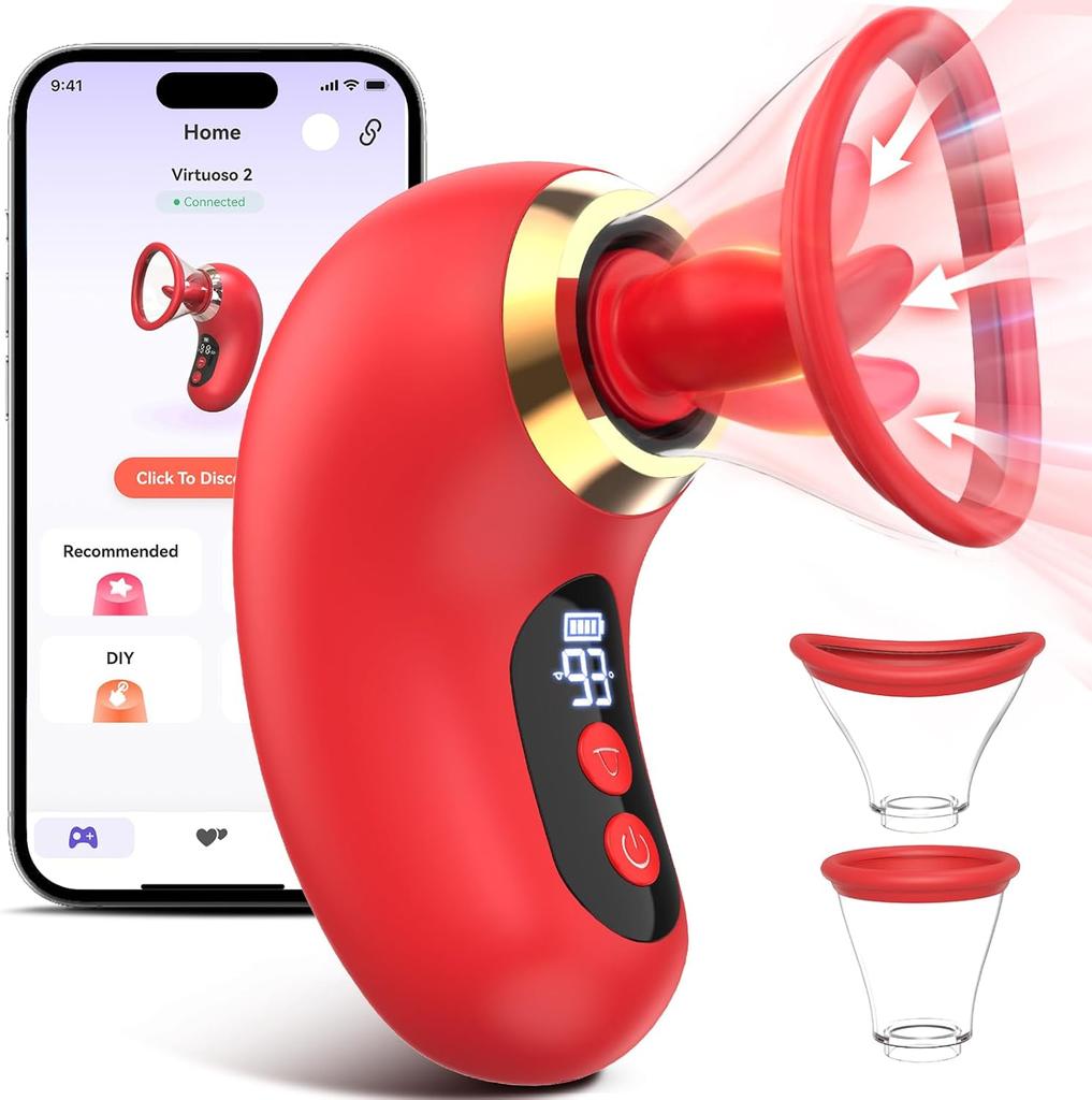 Vibrator Adult Sex Toys for Women - 5IN1 Sucking Vibrator Rose Sex Toy, 3 Sucking, 9 Tongue Licking & Vibrating Adult Toys, LCD Display