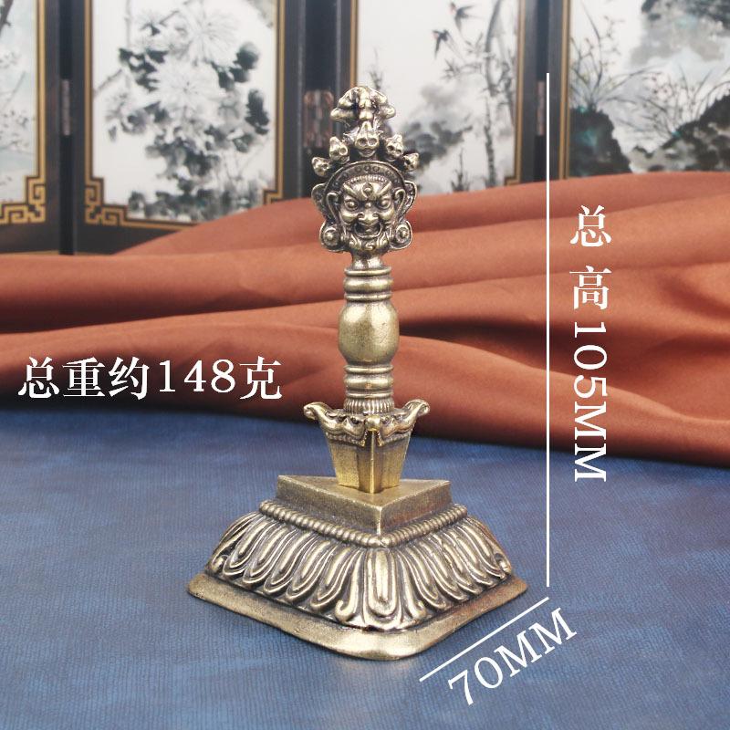 Brass Vajra Desktop Ornament Religious Ritual Instrument Demon Subduing Pestle Handheld Piece Collectible Old Copperware