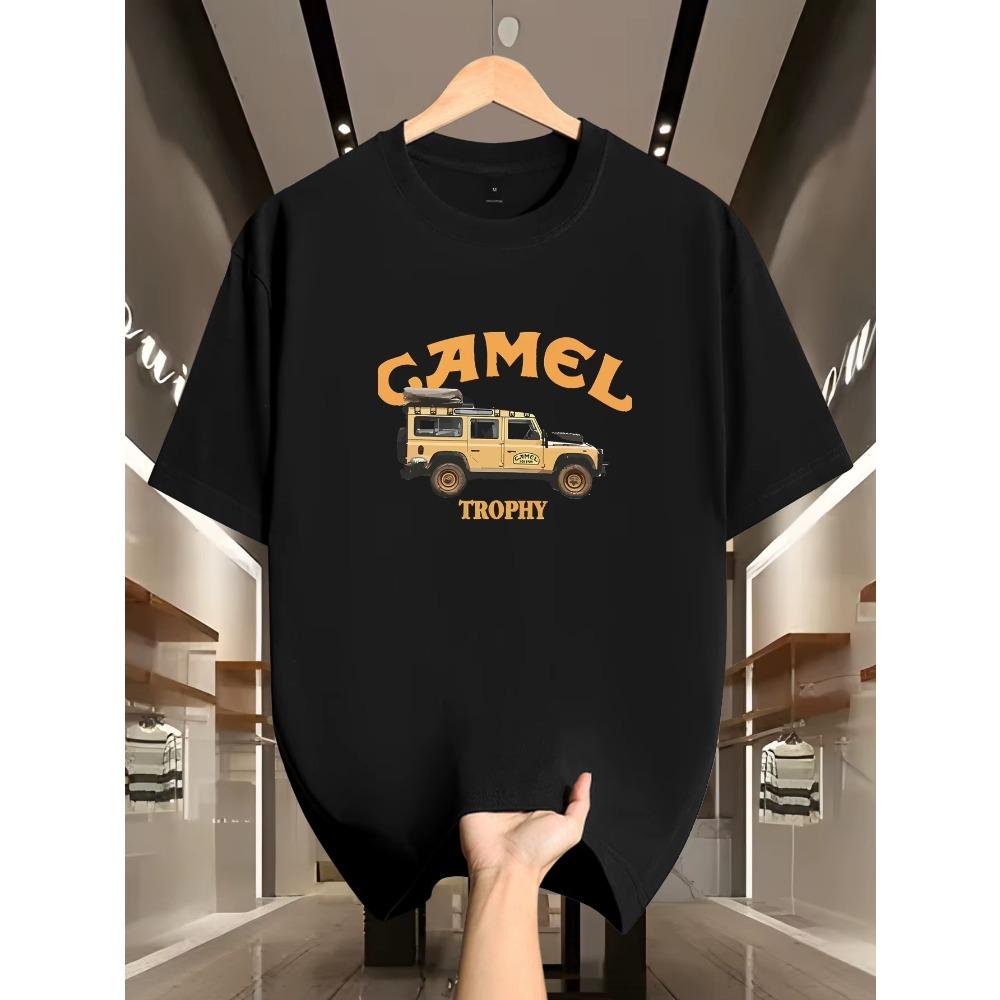 

Men s Fashion Casual Loose Retro Pattern Printed Round Neck Short-sleeved T-shirt Top S
