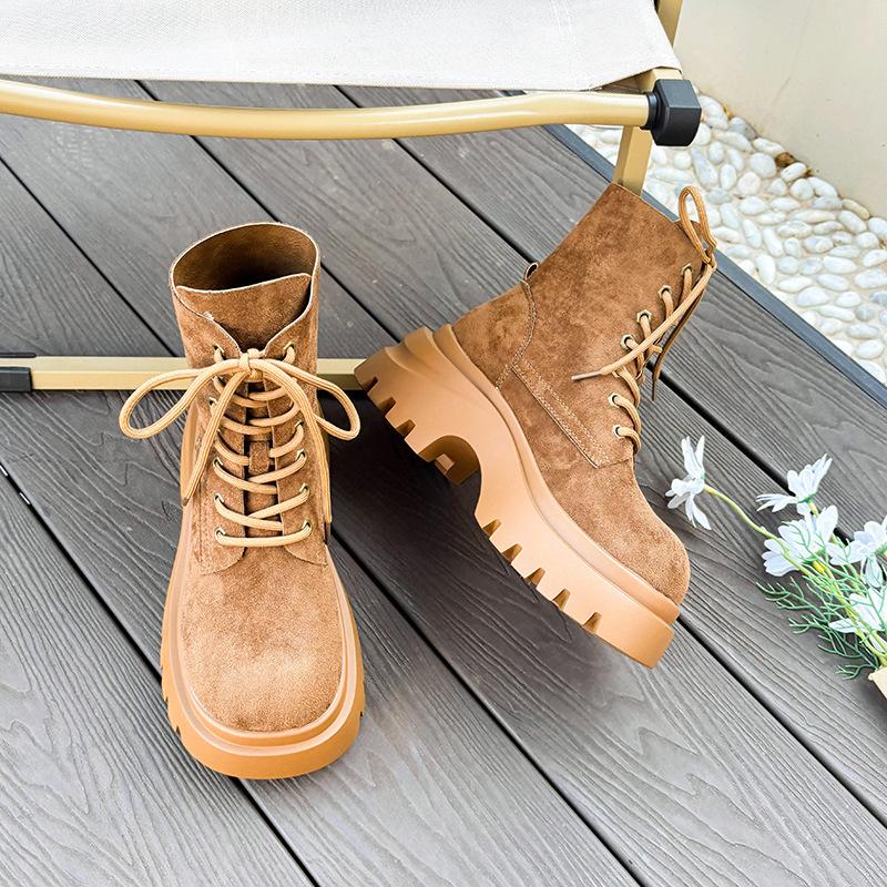 Two British-style Small Thick-soled Martin Boots for Women's 2025 Autumn New Versatile Thin and Heightened Short Boots