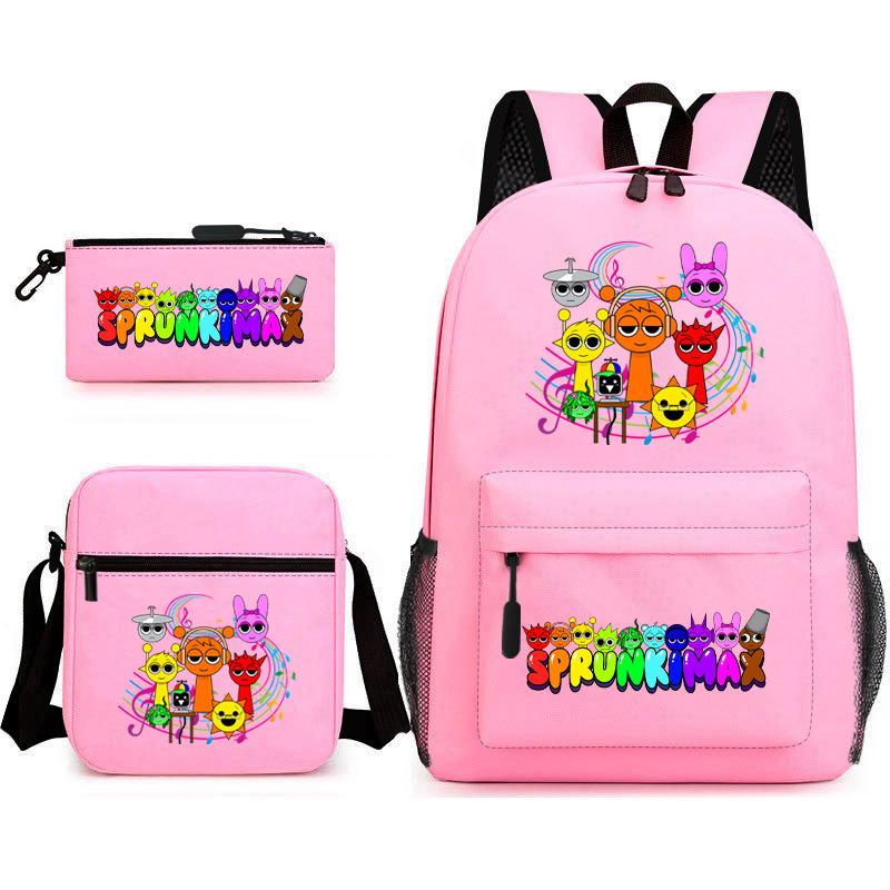 Anime Cartoon Backpack Sprunki Large Capacity Primary School Student Schoolbag Satchel Pencil Case