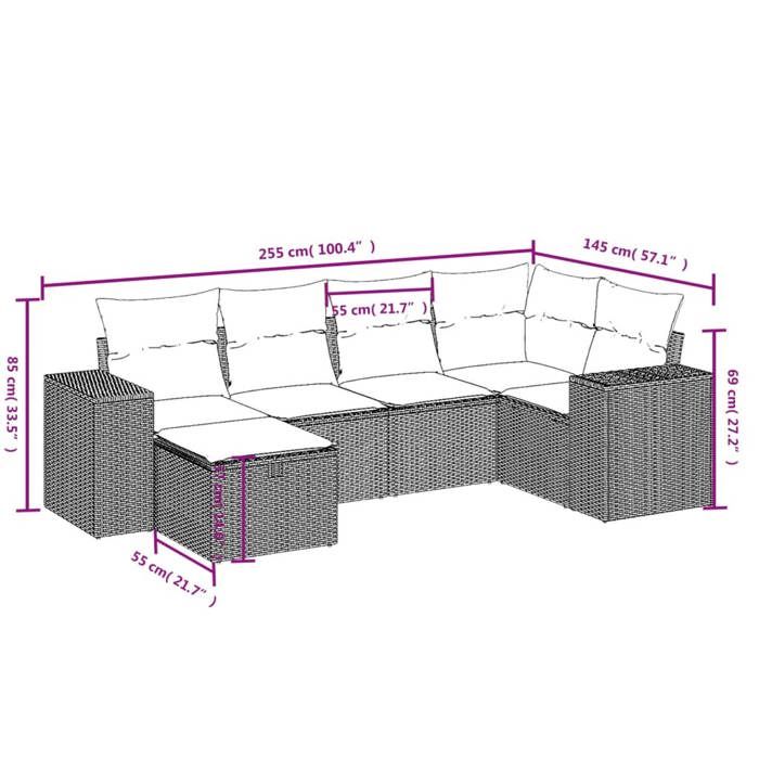 VidaXL Garden Lounge Set with Cushions 6 Pcs, Patio Sofas, Patio Furniture Set, Outdoor Furniture, Mix 3264415