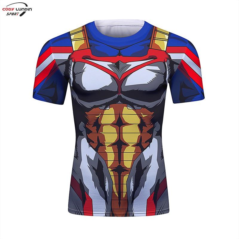 Mens Slim Fit Short Sleeve T-Shirt With 3D Print Quick-Dry Athletic Top Running Casual Sport