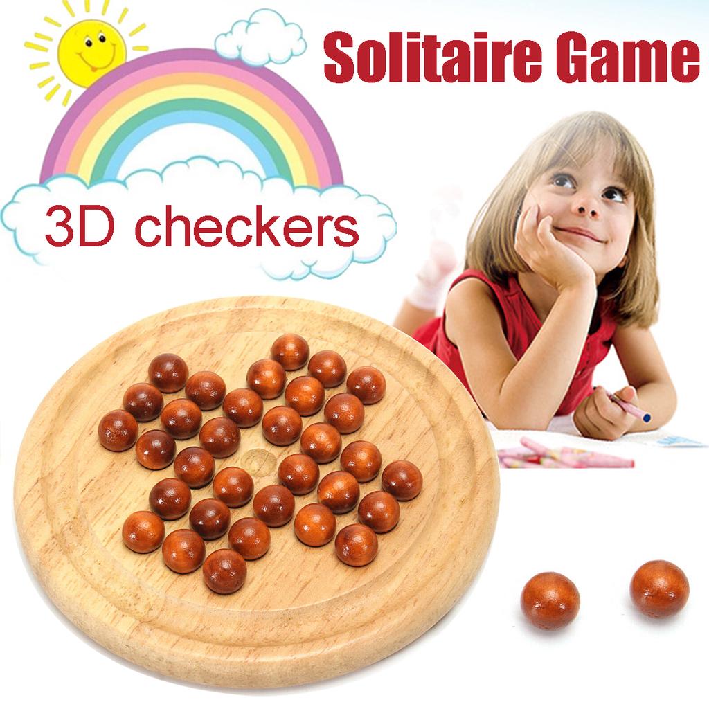 Buy Wooden Single Noble 3D Checkers Kids Solitaire Toy Baby's Early ...