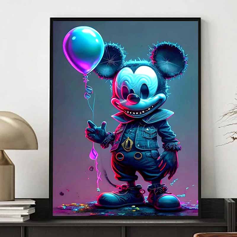 Disney 5D DIY Diamond Painting Decorations Mickey Mouse Dark Cyberpunk Style Creative Illustration Diamond Embroidery RhinestoneCrossStitchSetHandmade