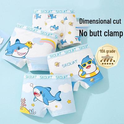2025 Jungen Antibakterielle Baumwoll-Boxershorts - 10A, Vier-Ecken-Design für kleine und große Jungen