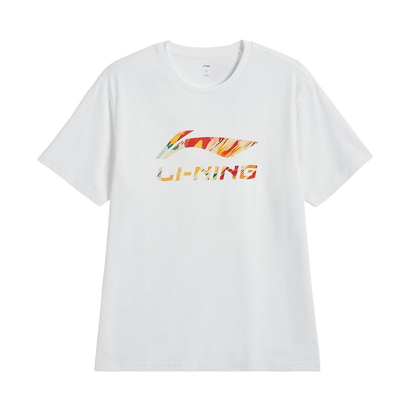 Li-Ning Letter Logo Printed Loose Comfortable Casual Early Spring Short Sleeve T-Shirt Unisex Tops White AHSVA73-2