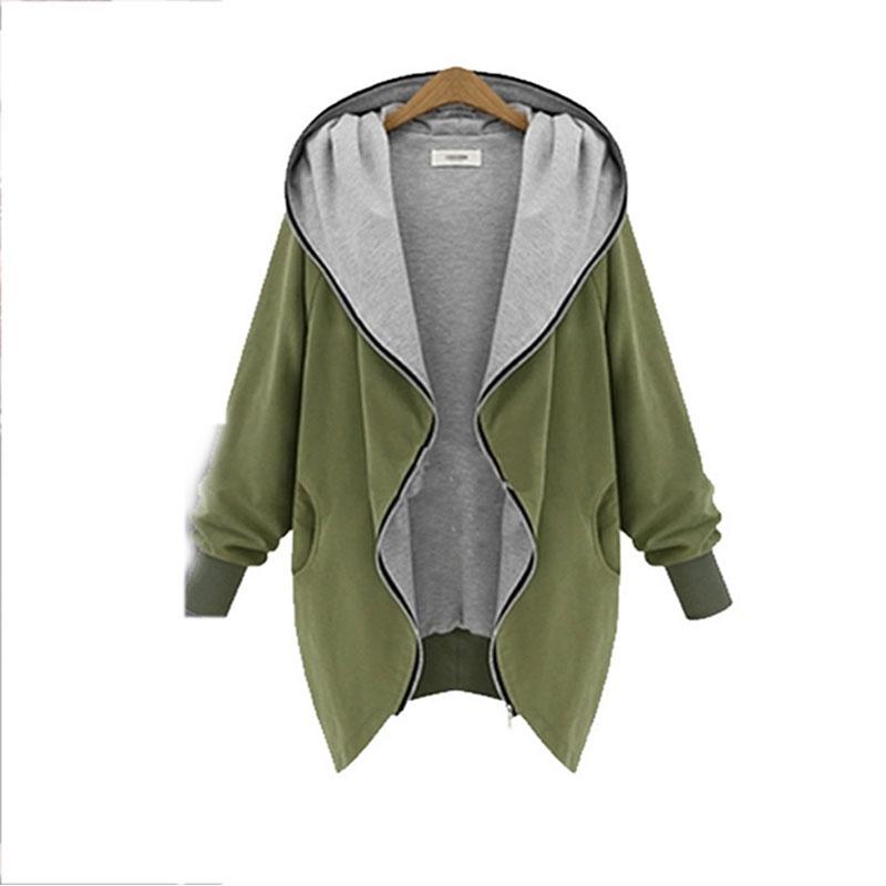 

Большой размер Женская одежда Модная куртка С капюшоном На молнии Пальто Кардиган Спорт Tag M=US XS армия зеленый