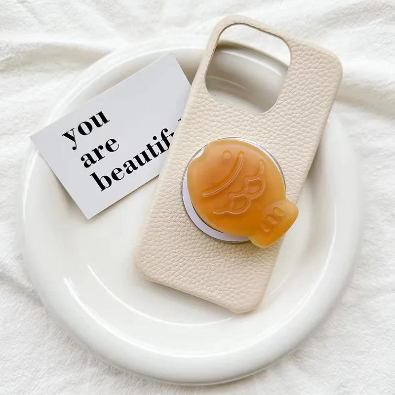 Cute 3D Taiyaki For Magsafe Magnetic Phone Griptok For iPhone Wireless Charging Case Grip Tok Folding Finger Stand Socket