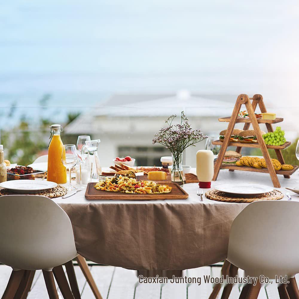 Portable Outdoor Multi-layer Wooden Storage Rack for Food & Snacks