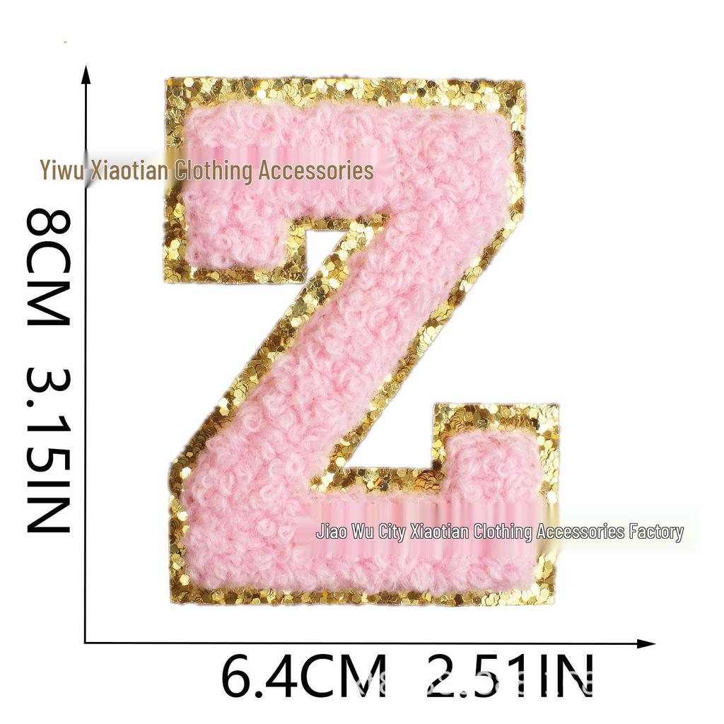 Roaring Sky Chenille Gestickter Englischer Buchstabe Aufbügler, 8cm