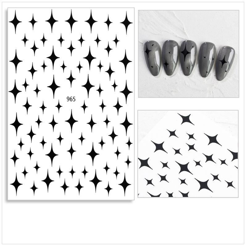 Meteor Nail Sticker 3D Adhesive Sticker Laser Gold and Silver Black and White Nail Sticker DIY Applique