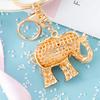 Keychain Pendant 3D Cartoon Elephant Design Sparkling Rhinestones Inlaid Key Chain with Lobster Clasp Key Ring Bags Accessories